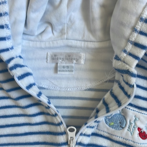 Kissy Kissy Whales Blue Stripe Terry Cover Up (6-9 Months) - Picture 2 of 3